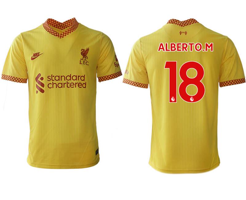 Men 2021-2022 Club Liverpool Second away aaa version yellow #18 Soccer Jersey->liverpool jersey->Soccer Club Jersey